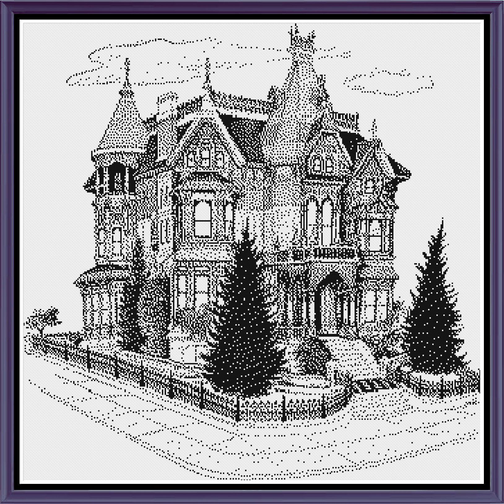 Stitching Jules Design Cross Stitch Pattern Digital PDF Download - $10 Gothic House Cross Stitch Pattern | Blackwork Cross Stitch Pattern | Physical And Digital PDF Download Pattern Options